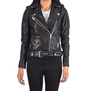 Zara Basic Vegan leather biker jacket Faux leather Sz S Women Jocelyn